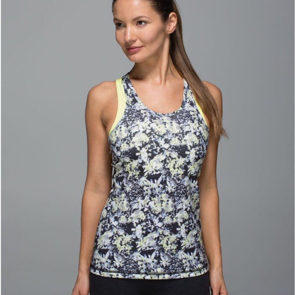 Lululemon Inspiration Tank II Crosscourt Petal Black Clarity Yellow